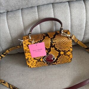 Kate Spade Yellow and Brown Snake Print Crossbody Bag